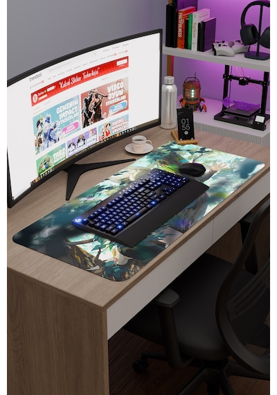 Kirara Genshin Impact Anime Oyuncu V1 - 90x40 Xxl Gaming Mouse Pad Fare Altlığı
