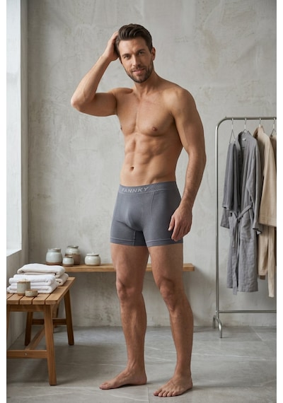 Fit Women Erkek Casual Comfort Günlük 3 Lü Gri Boxer