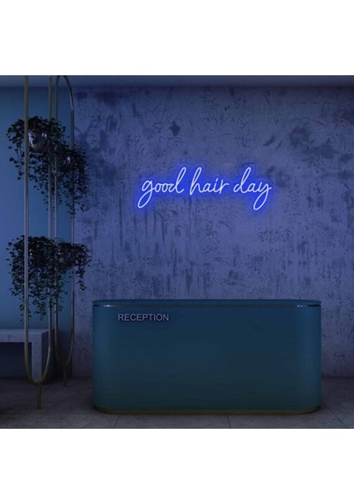Good Hair Day Yazılı Neon Tabela Mavi