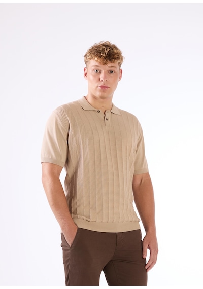 Dufy Bej Fitilli Erkek Triko - Slim Fit Bej