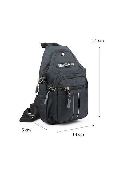 Küçük Boy Çapraz Göğüs El Ve Omuz Çantası Unisex Body Bag 955 Siyah - Gri