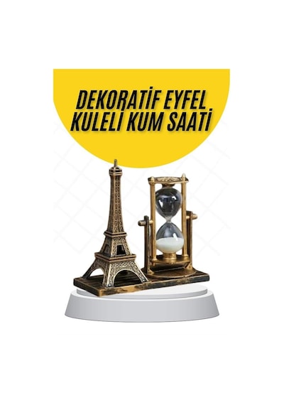 Dekoratif Eyfel Kulesi Ve Kum Saati Vintage Tarzı Masa Süsü Biblo Standart 94063642