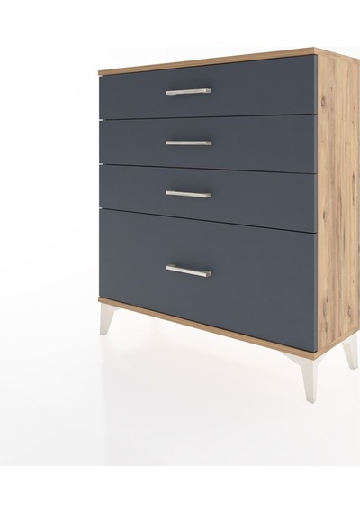 Arges Şifonyer 4 Çekmeceli 88x30x96 Çam-antrasit Çam