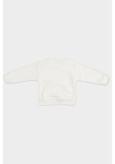 Kız Bebek Baskı Detaylı Ekru Sweatshirt Çok Renkli
