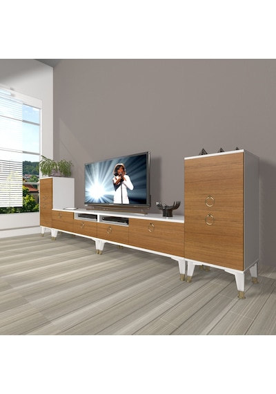 Decoraktiv Eko 9220 Mdf Gold Tv Ünitesi Tv Sehpası Beyaz - Ceviz