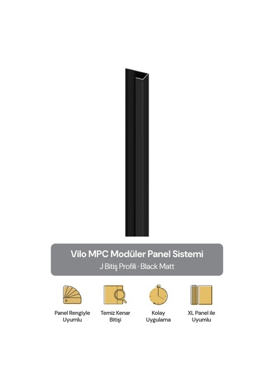 Vilo Mpc J Bitiş Profili Black Matt 300cm Xl Duvar Paneli Kenar Ve Dış Köşe Bitişi