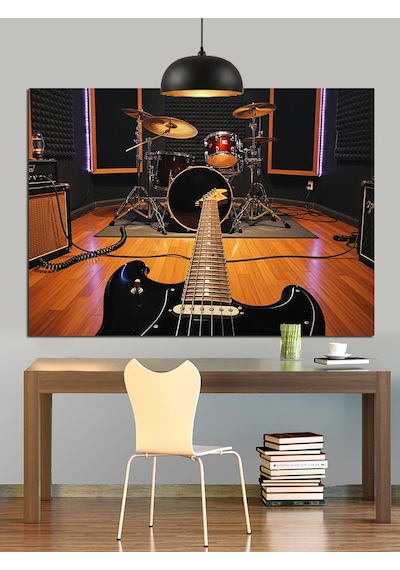Müzik Aletleri Modern Sanat Dekoratif Kanvas - Mdf Ahşap Tablo