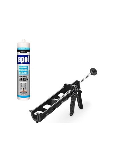 Apel Şeffaf Silikon 250 Ml + Silikon Tabancası Plastik Set Şeffaf