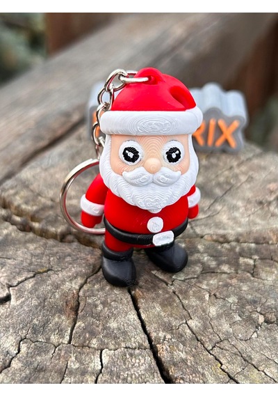 Noel Baba Yılbaşının Mini Gücü 3d Hareket Ettirilebilir Mini Anahtarlık 6 Cm Beyaz - Kırmızı