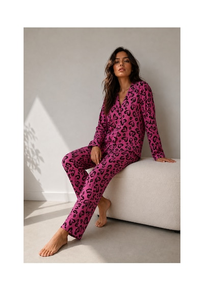 Fit Women Kadın Uzun Kol Pamuklu Lila Pijama Takımı