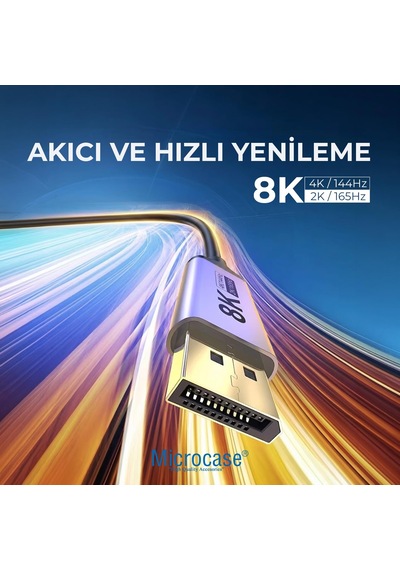 Type-c To Dp Displayport Kablo 8k 60hz / 4k 120hz / 2k 165hz Görüntü Aktarıcı Kablo 2 Metre - Standart