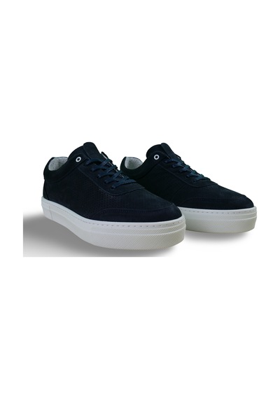 Erkek Hakiki Deri Casual Sneaker Lacivert