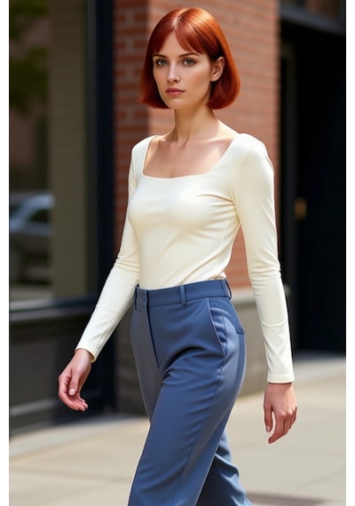 Ersefa Moda Kare Yaka Örme Slim Düz Desen Casual Günlük Regular Uzun Kol Taş