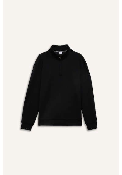 Defacto Standart Fıt Dik Yaka Modal Sporcu Sweatshirt E9772AX25AU Siyah