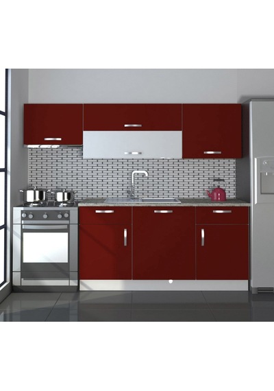 Decoraktiv Prestij 220 Mdf Hazır Mutfak Dolabı - Tezgah Dahil - Bordo