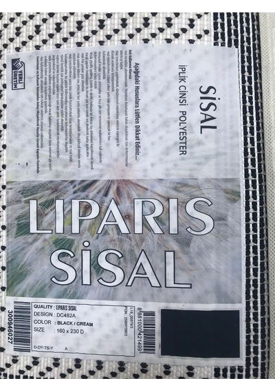 Liparis Sisal Halı Dc482 Serisi Oturma Salon Yatak Odası Halısı Siyah