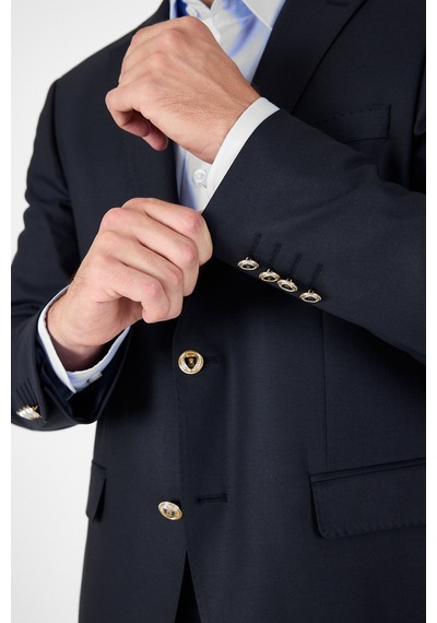 İmza Lacivert Düz Gabardin Mono Yaka 2 Düğme 4 Drop Comfort Fit Basic Ceket 1002250006 206 Lacivert