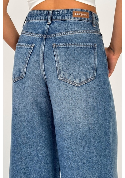 HLT Jeans Açık Mavi Kadın Extra Wide Leg Jean %100 Tencel Yüksek Bel Palazzo Kot Pantolon Angel-2052