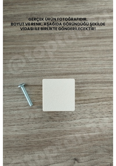 6 Adet - Açık Bej Kare Kulp - Modern Ve Şık Dolap, Gardırop, Şifonyer, Komodin Ve Çekmece Kulpu Vida Dahil Sarı