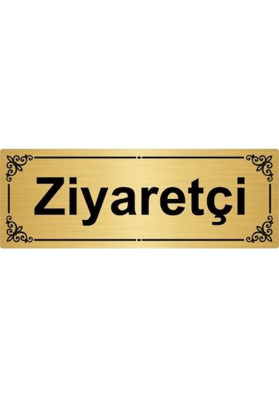 Ziyaretçi 7x20cm Altın Renk Metal Yönlendirme Levhası