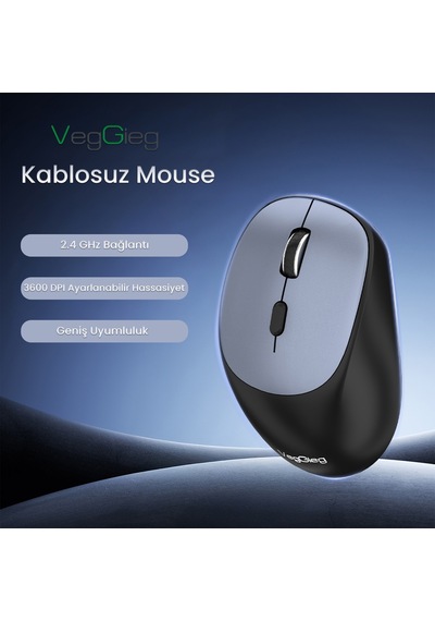 Veggieg G800 Kablosuz 2.4ghz 3600dpı Optik Mouse Gri Diğer