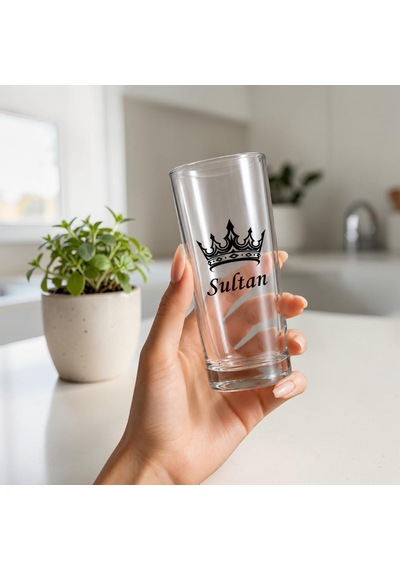 Kişiye Özel Tasarımlı Kral Ve Kraliçe Tacı Tasarımlı İsim Yazılabilen 230 Ml 6 Adet Rakı Bardağı Şeffaf
