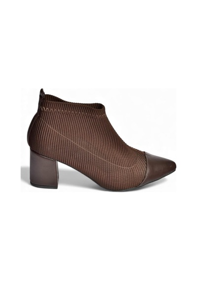 Fox Shoes V820178004 Kahverengi Triko Kumaş Kalın Topuklu Kadın Bot Kahverengi