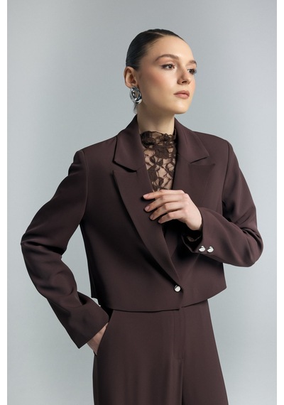 Mari Kısa Ceket - Kahve-137275
