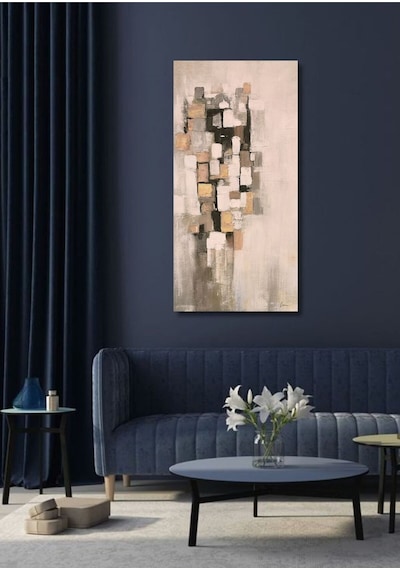 Soyut Büyük Boy El Yapımı Yağlı Boya Tablo 75x135cm