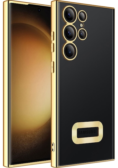 Noktaks - Samsung Galaxy Uyumlu S23 Ultra - Kılıf Kamera Korumalı Tatlı Sert Omega Kapak - Gold