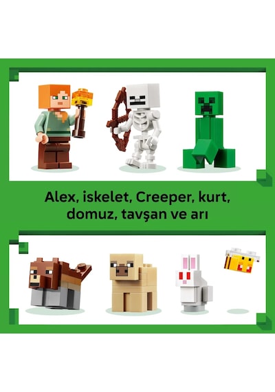 LEGO® Minecraft® İlk Gece Macerası 21593 - 8 Yaş ve Üzeri Çocuklar için 7 Figür İçeren Yaratıcı Oyuncak Yapım Seti (301 Parça)