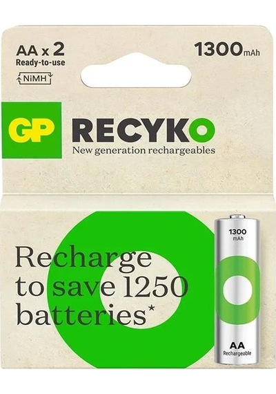 Gp Recyko 1300 Mah Ni-mh 1.2 Volt Aa Kalem Şarjlı Pil 2li Paket