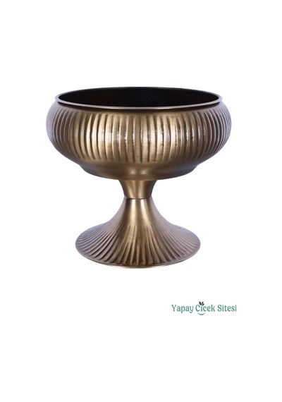 Yapay Çiçek Sitesi Metal Dekoratif Ayaklı Vazo 21 Cm Bronz Bronz