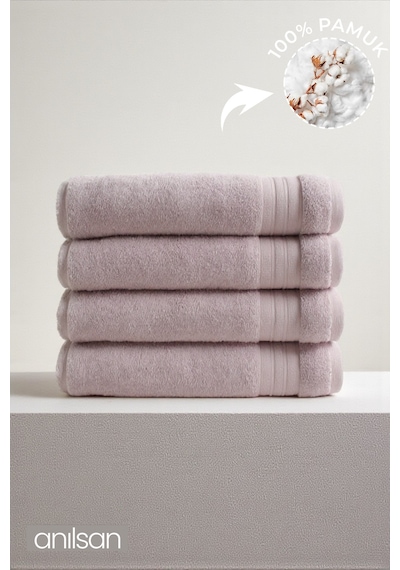 4'lü Lila Bej Banyo Havlusu - 70x140 Cm, 420 Gr, %100pamuk, Spa Ve Otel Havlusu, Günlük Kullanıma Uygun Lila