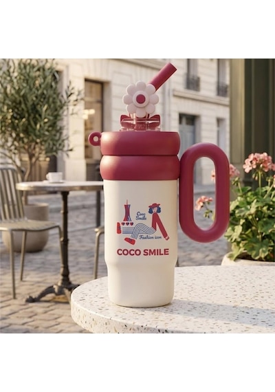 Vagonlife Cocosmile Cs-8827 760ml Pipetli Pembe Çelik Termos