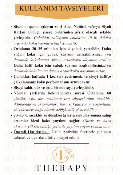 Therapy Smell, Angels Grace - Lüks Çubuklu Oda Kokusu / 120 Ml / Extra Clear Silindir Cam Şişe / Platform Altın Kapak Oryantal