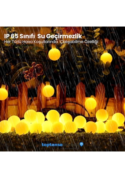 Technosmart Solar 50 Ledli Top 8 Modlu Sarı Işık Bahçe Aydınlatma Dekorasyon Güneş Enerjili