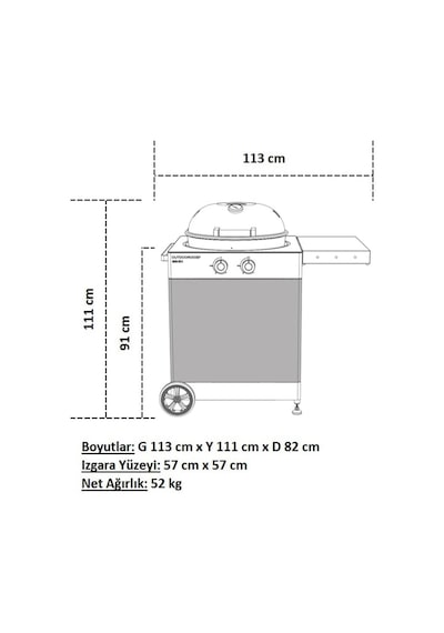 Ayrex Aygaz Arosa 570 G Tex Yeni Nesil Barbekü, Tekstil Kabin, Lpg'li Barbekü Mangal Ayaklı, 9.5 Kw Isı Gücü,57 Cm Genel