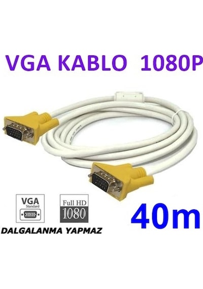 Vga Kablo Full Hd Projeksiyon Lcd Monitör Görüntü Kablosu 40Mt