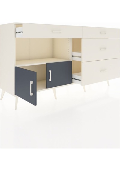 Hyperion Konsol Tek Raflı 4 Çekmeceli 2 Kapaklı 176x44x99 Aytaşı- Aytaşı-antrasit/aytaşı