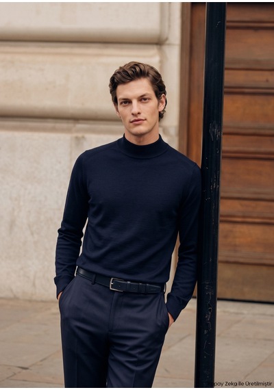 Ramsey Saks Modern Fit Klasik Yün Karışımlı Pantolon saks saks