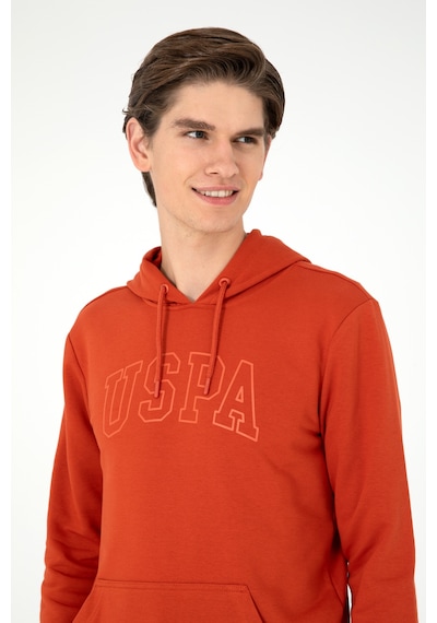 U.S. Polo Assn. Erkek Regular Fit Kapüşonlu Kiremit Basic Sweatshirt 50295175-VR031