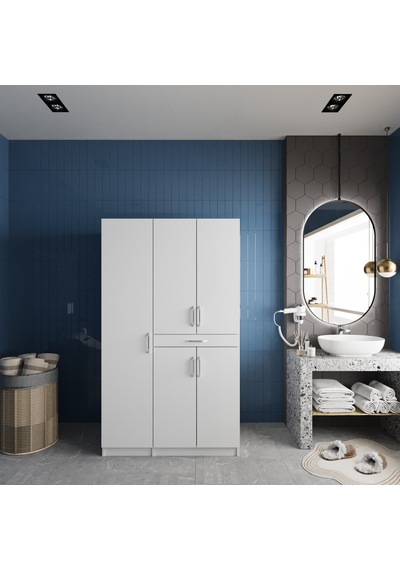 Tina Çamaşır Ve Kurutma Makinesi Dolabı Banyo Dolabı Beyaz Beyaz