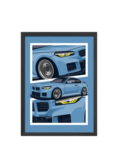 Bmw M2 Siyah Ahşap Çerçeveli Poster, Dekoratif Araba Duvar Tablosu