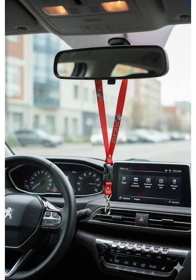 Peugeot Uyumlu Kırmızı Renk Yüksek Kalite Tampon Dili & Çeki Ipi / Sarı Kırmızı Oto Ayna Askısı