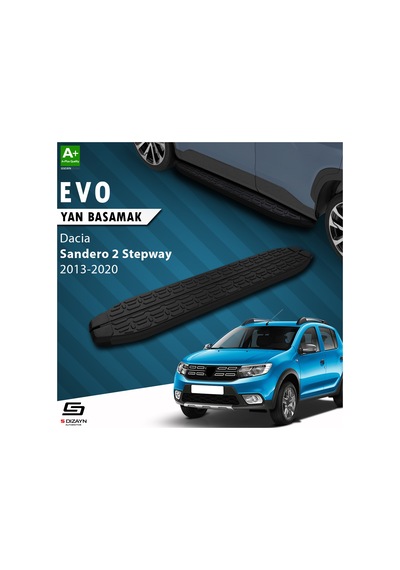 S-dizayn Dacia Sandero 2 Stepway Evo Siyah Yan Basamak 173 Cm 2013-2020