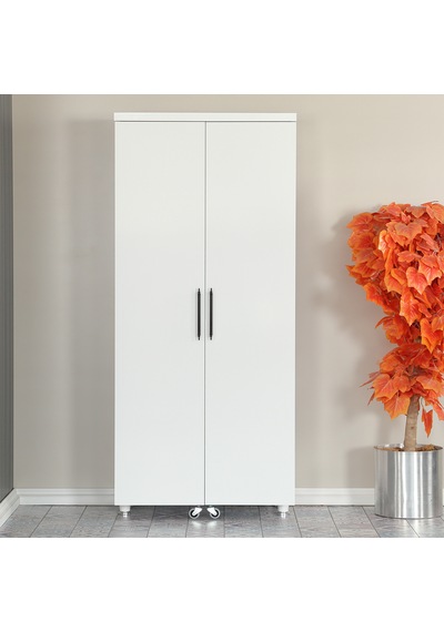 Pasific Home Guzzo Tekerlekli Kiler Çok Amaçlı Erzak Dolabı 80 cm Parlak Beyaz