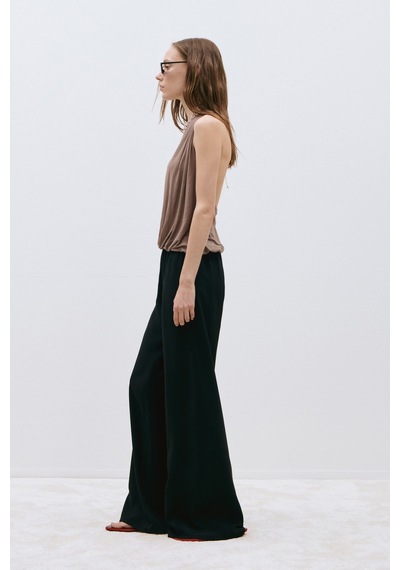 Suud Collection Sütlü Kahve Nina Dökümlü Halter Top Sütlü Kahverengi
