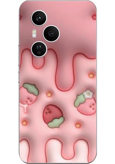 Honor 400 Pro Uyumlu Çilekli Pasta Baskılı Silikon Kılıf Renkli