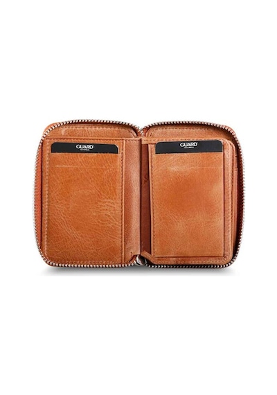 Guard Fermuarlı Antik Taba Hakiki Deri Mini Erkek Cüzdan P796 Taba
